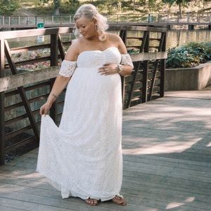 Beautiful White Floral Maternity Dress